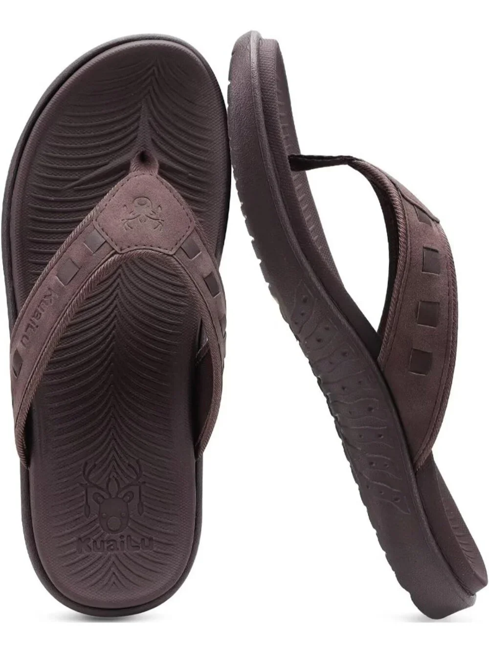 Men's Brown Fashion Arch Support Flip Flops Comfort Orthotic Thong Sandal Shoes
